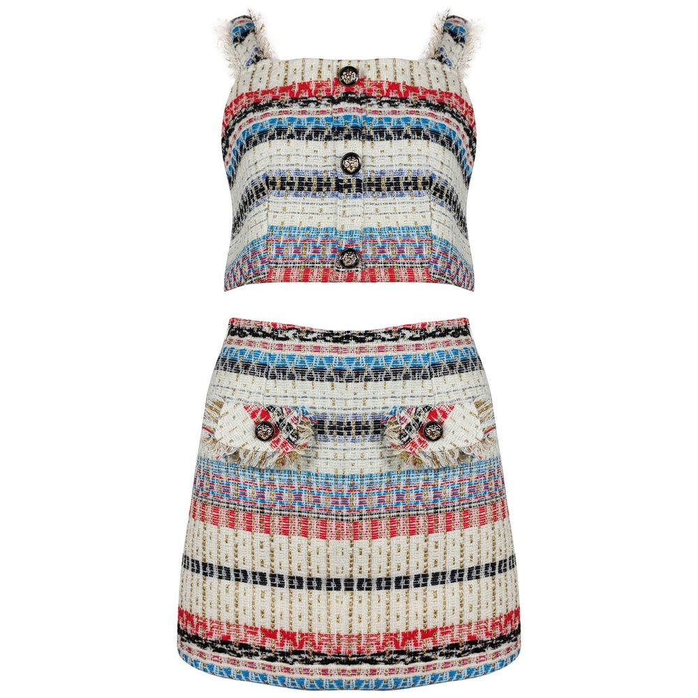 Mini tweed 2 piece skirt set.